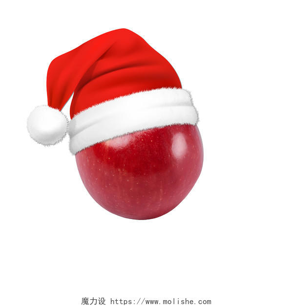 平安夜苹果圣诞帽子实物苹果PSD素材PNG素材